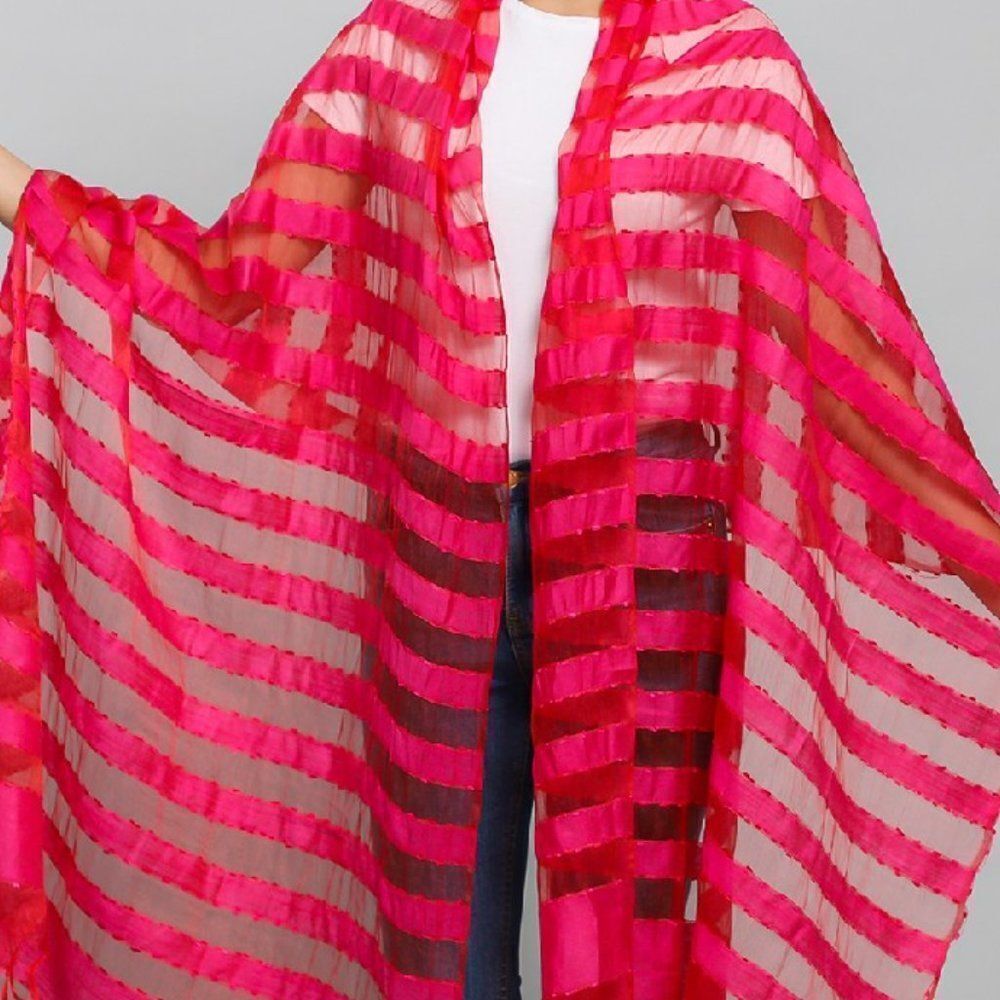 Nylon Wrap with Fringes Light Pink Blend